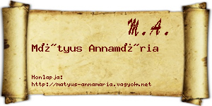 Mátyus Annamária névjegykártya