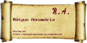 Mátyus Annamária névjegykártya
